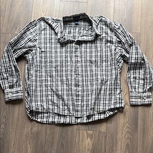 Falls Creek Black & White Plaid Cotton Button-Down Shirt